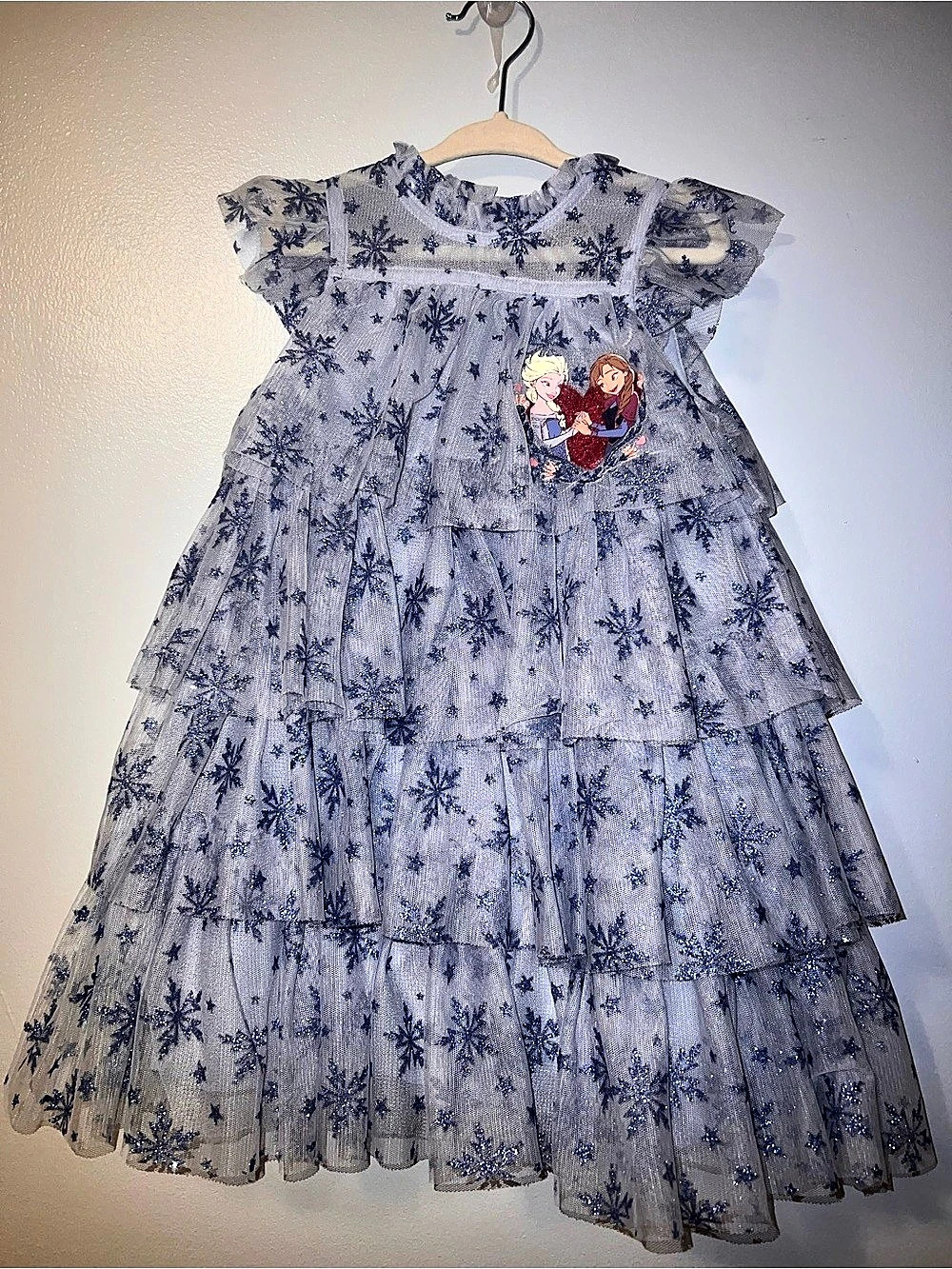 Disney Frozen Sparkly Snowflake Tulle Dress in Blue - Girls Size 4T